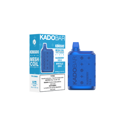 KADO BAR KB6500 Disposable vape 6500 puffs device and box Blueberry Bubblegum