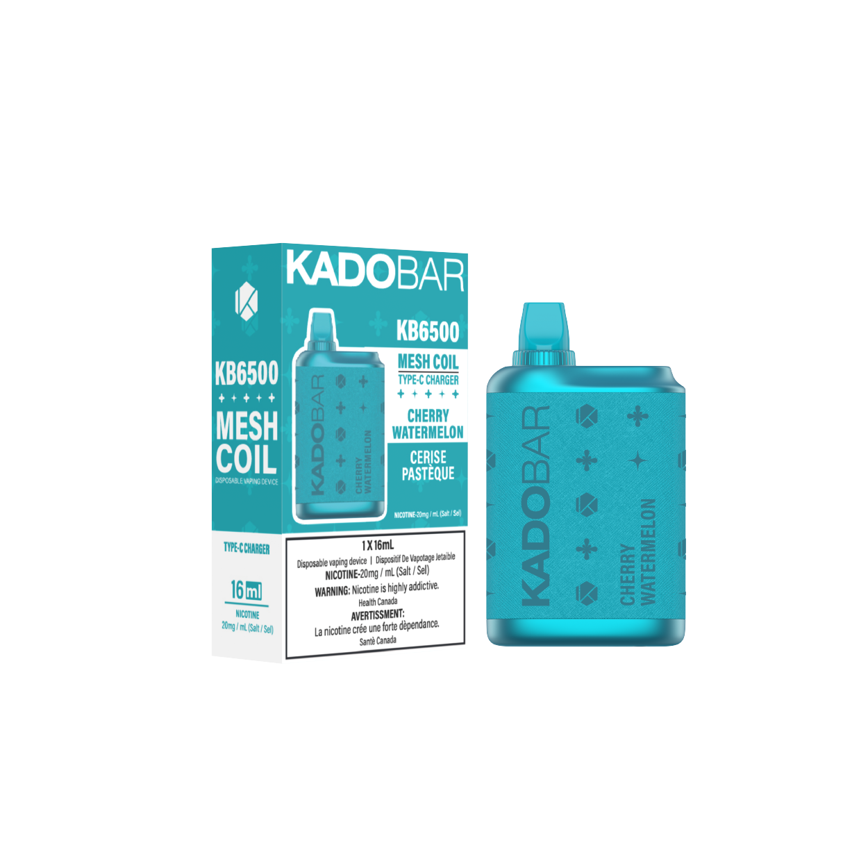 KADO BAR KB6500 Disposable vape 6500 puffs device and box CHerry Watermelon