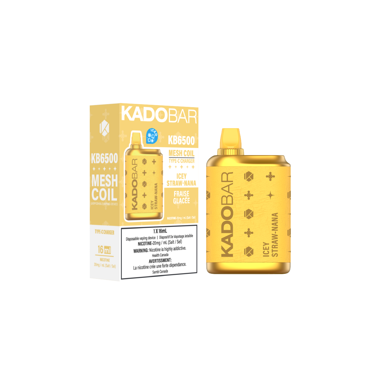 KADO BAR KB6500 Disposable vape 6500 puffs device and box Icey Straw-nana