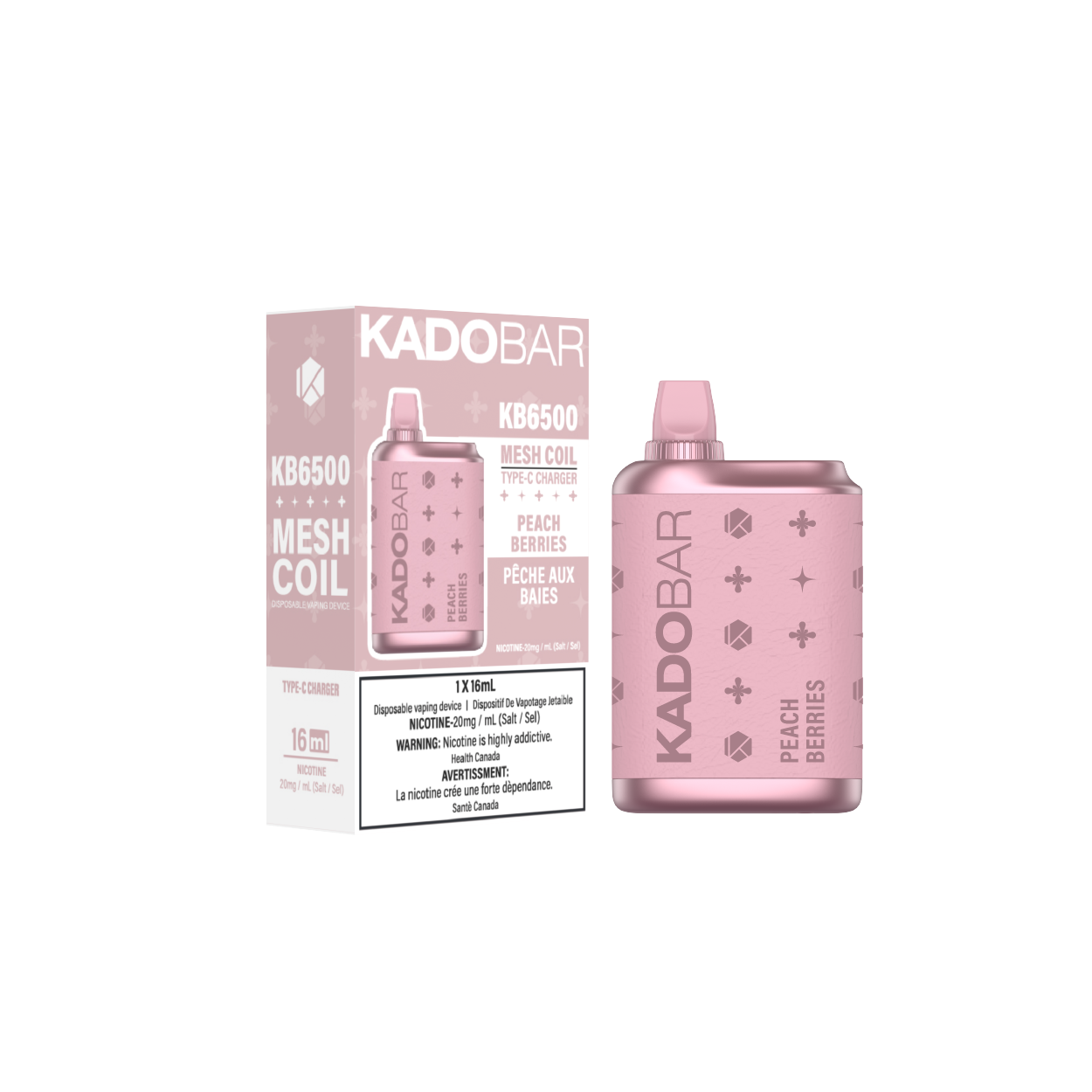 KADO BAR KB6500 Disposable vape 6500 puffs device and box Peach Berries
