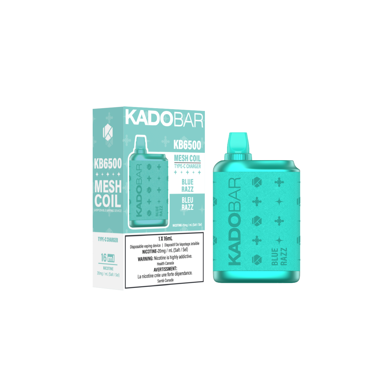 KADOBAR KB6500 Disposable vape 6500 puffs device and box Blue Razz